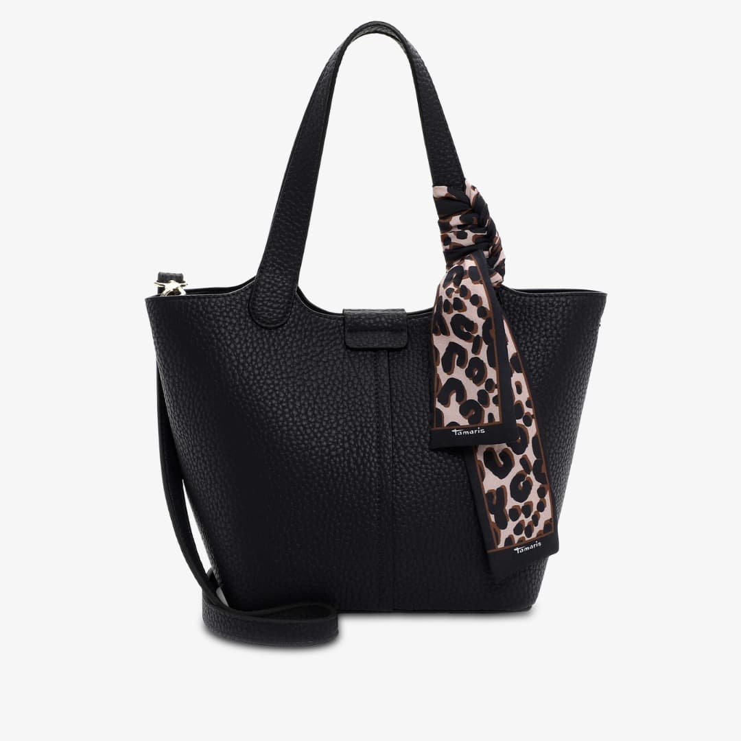 Schuhpark Handtasche in Schwarz mit Leo Tuch