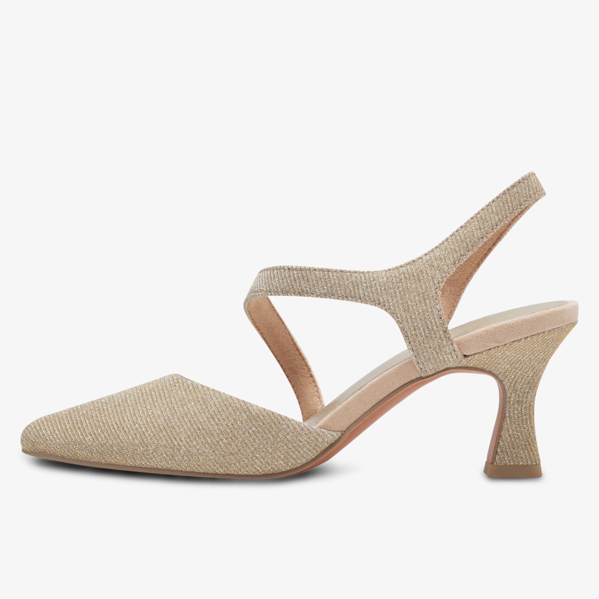 Eleganter Slingback mit spitzem Absatz und leichter Textur, ideal für modische und bequeme Auftritte